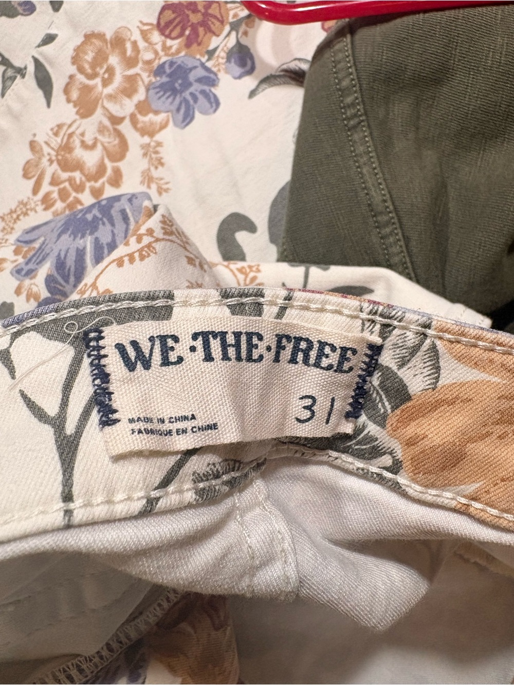WE THE FREE Floral Denim Shorts - White, Tan & Gray Accents